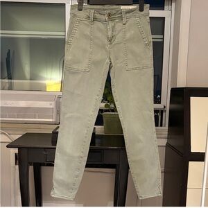 Pistola Sage Green Cropped Cargo Skinny Jeans Stretch 26